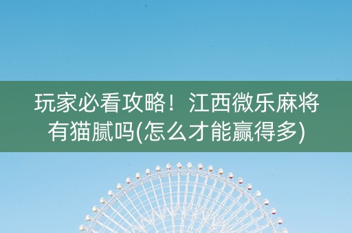 玩家必看攻略！江西微乐麻将有猫腻吗(怎么才能赢得多)