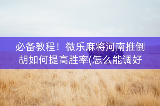 必备教程！微乐麻将河南推倒胡如何提高胜率(怎么能调好牌)