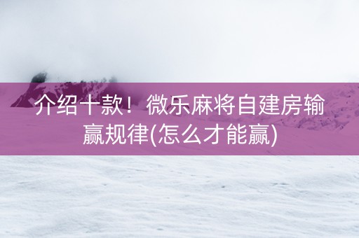 介绍十款！微乐麻将自建房输赢规律(怎么才能赢)
