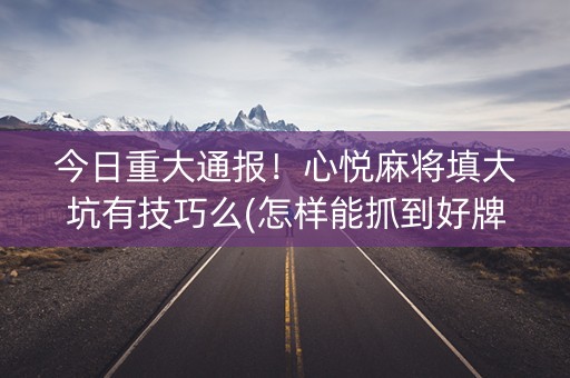 今日重大通报！心悦麻将填大坑有技巧么(怎样能抓到好牌)