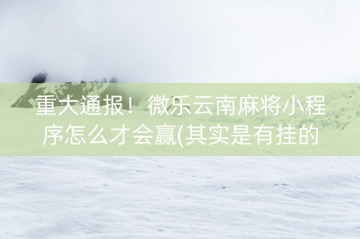 重大通报！微乐云南麻将小程序怎么才会赢(其实是有挂的)