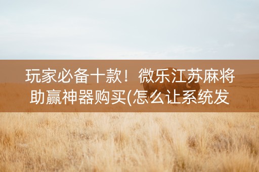 玩家必备十款！微乐江苏麻将助赢神器购买(怎么让系统发好牌)