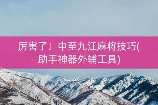 厉害了！中至九江麻将技巧(助手神器外辅工具)