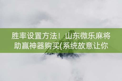 胜率设置方法！山东微乐麻将助赢神器购买(系统故意让你输)