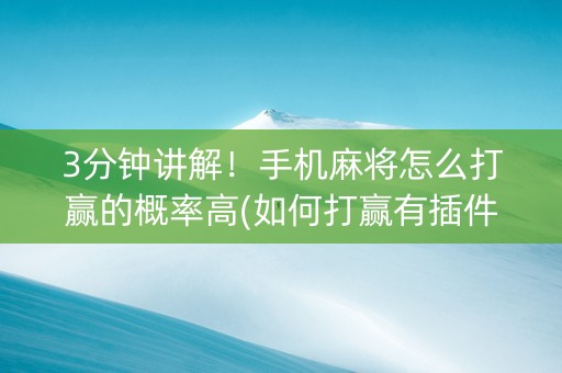 3分钟讲解！手机麻将怎么打赢的概率高(如何打赢有插件吗)
