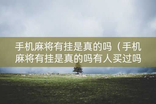 手机麻将有挂是真的吗（手机麻将有挂是真的吗有人买过吗）