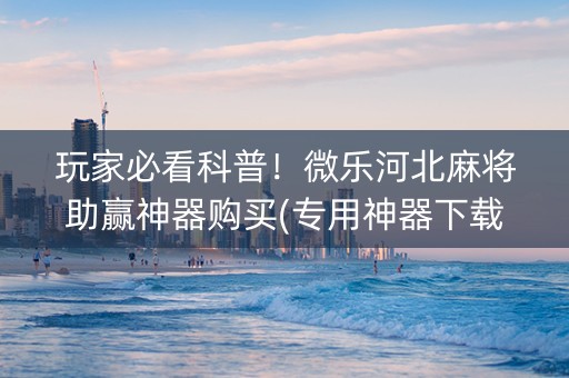 玩家必看科普！微乐河北麻将助赢神器购买(专用神器下载)