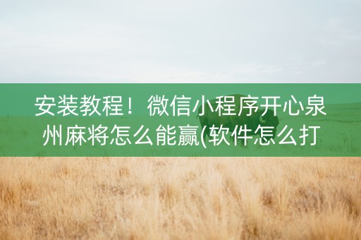 安装教程！微信小程序开心泉州麻将怎么能赢(软件怎么打赢)