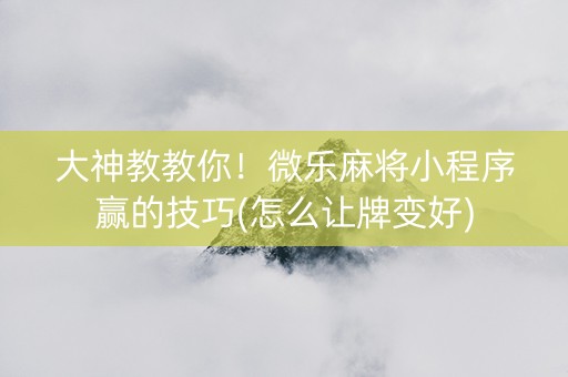 大神教教你！微乐麻将小程序赢的技巧(怎么让牌变好)