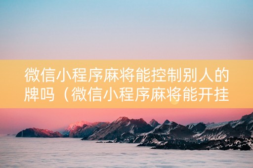 微信小程序麻将能控制别人的牌吗（微信小程序麻将能开挂吗）