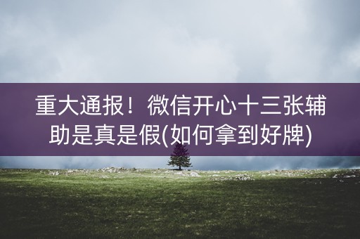 重大通报！微信开心十三张辅助是真是假(如何拿到好牌)