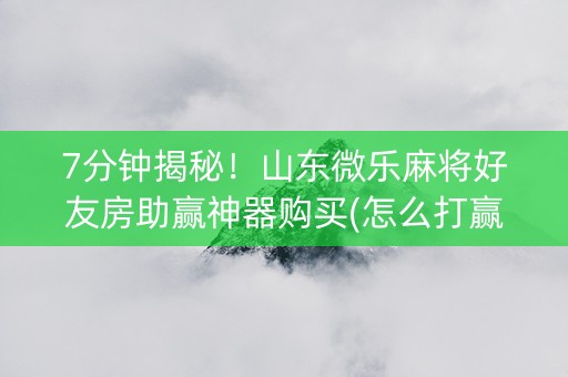 7分钟揭秘！山东微乐麻将好友房助赢神器购买(怎么打赢的几率大)
