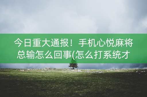 今日重大通报！手机心悦麻将总输怎么回事(怎么打系统才能给好牌)