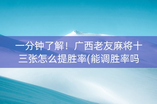 一分钟了解！广西老友麻将十三张怎么提胜率(能调胜率吗)
