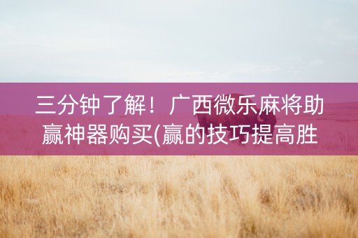 三分钟了解！广西微乐麻将助赢神器购买(赢的技巧提高胜率)