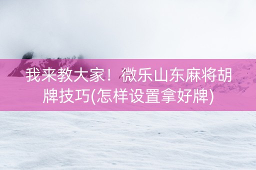 我来教大家！微乐山东麻将胡牌技巧(怎样设置拿好牌)