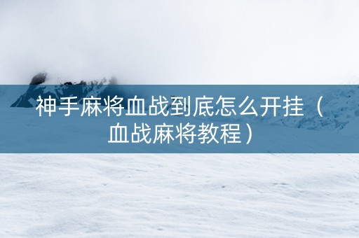 神手麻将血战到底怎么开挂（血战麻将教程）