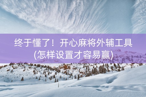 终于懂了！开心麻将外辅工具(怎样设置才容易赢)