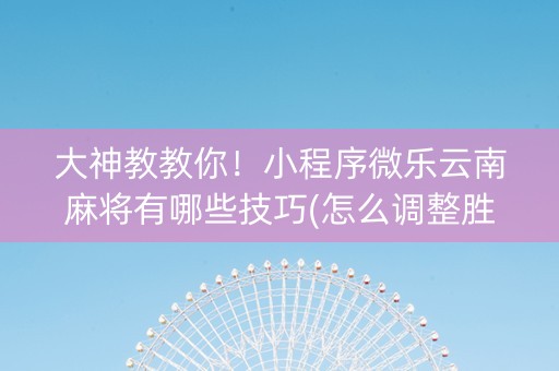 大神教教你！小程序微乐云南麻将有哪些技巧(怎么调整胜率)