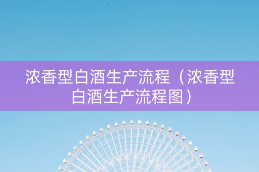 浓香型白酒生产流程（浓香型白酒生产流程图）