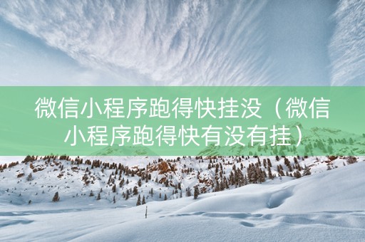 微信小程序跑得快挂没（微信小程序跑得快有没有挂）