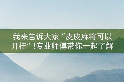 我来告诉大家“皮皮麻将可以开挂”!专业师傅带你一起了解（详细教程）-知乎