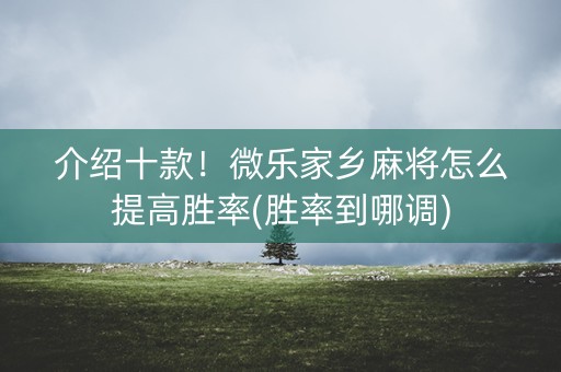 介绍十款！微乐家乡麻将怎么提高胜率(胜率到哪调)