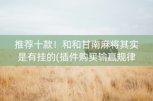 推荐十款！和和甘南麻将其实是有挂的(插件购买输赢规律)