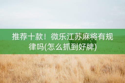 推荐十款！微乐江苏麻将有规律吗(怎么抓到好牌)
