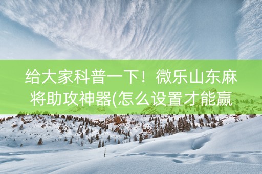 给大家科普一下！微乐山东麻将助攻神器(怎么设置才能赢)