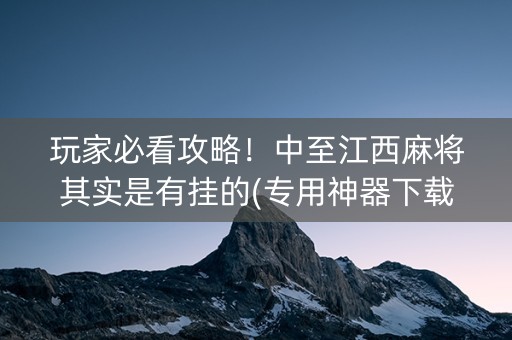 玩家必看攻略！中至江西麻将其实是有挂的(专用神器下载)