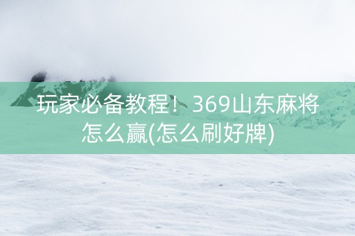 玩家必备教程！369山东麻将怎么赢(怎么刷好牌)