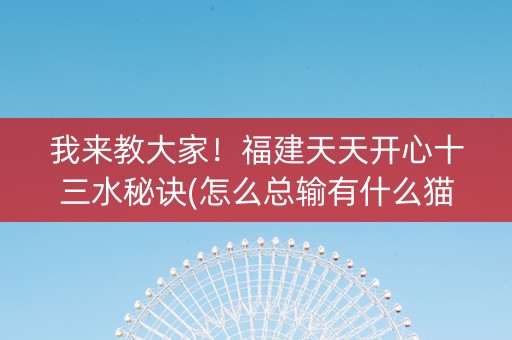我来教大家！福建天天开心十三水秘诀(怎么总输有什么猫腻)
