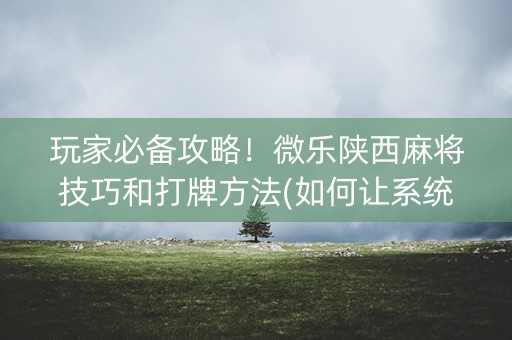 玩家必备攻略！微乐陕西麻将技巧和打牌方法(如何让系统发好牌)