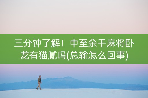 三分钟了解！中至余干麻将卧龙有猫腻吗(总输怎么回事)
