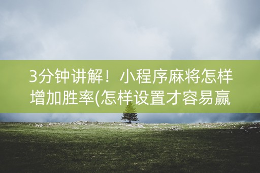 3分钟讲解！小程序麻将怎样增加胜率(怎样设置才容易赢)
