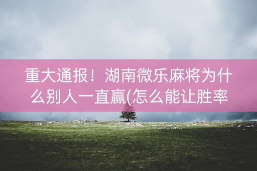 重大通报！湖南微乐麻将为什么别人一直赢(怎么能让胜率高)