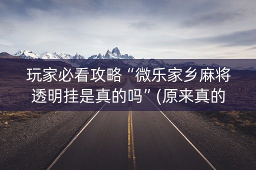 玩家必看攻略“微乐家乡麻将透明挂是真的吗”(原来真的有挂)-知乎
