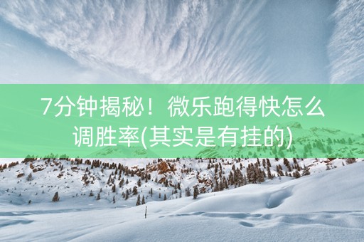 7分钟揭秘！微乐跑得快怎么调胜率(其实是有挂的)