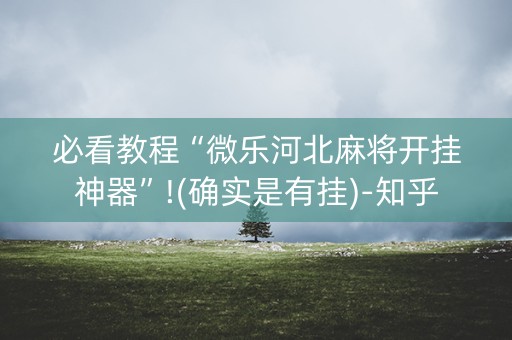 必看教程“微乐河北麻将开挂神器”!(确实是有挂)-知乎