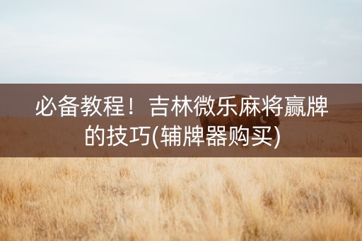 必备教程！吉林微乐麻将赢牌的技巧(辅牌器购买)