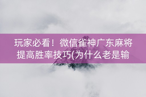 玩家必看！微信雀神广东麻将提高胜率技巧(为什么老是输呢)