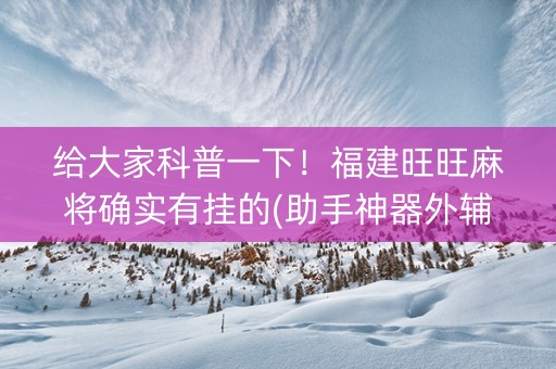 给大家科普一下！福建旺旺麻将确实有挂的(助手神器外辅工具)