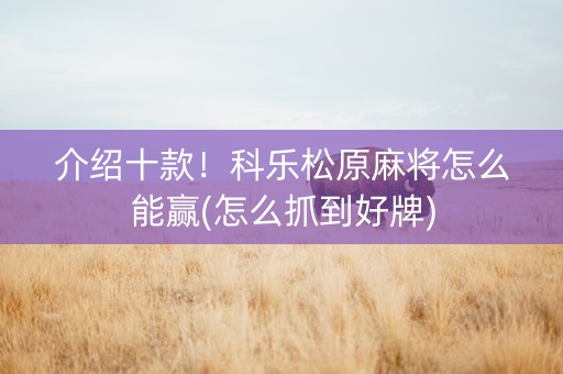 介绍十款！科乐松原麻将怎么能赢(怎么抓到好牌)
