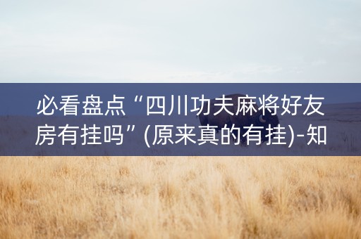 必看盘点“四川功夫麻将好友房有挂吗”(原来真的有挂)-知乎