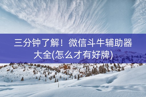 三分钟了解！微信斗牛辅助器大全(怎么才有好牌)