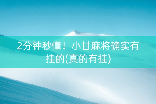 2分钟秒懂！小甘麻将确实有挂的(真的有挂)