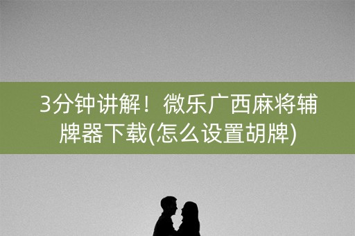 3分钟讲解！微乐广西麻将辅牌器下载(怎么设置胡牌)