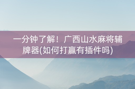 一分钟了解！广西山水麻将辅牌器(如何打赢有插件吗)