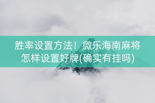 胜率设置方法！微乐海南麻将怎样设置好牌(确实有挂吗)